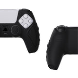 PlayVital Black Knight Edition Anti-Slip Silicone Cover Skin for Playstation 5 Controller, Soft Rubber Case for PS5 Controller with Black Thumb Grip Caps - QSPF001