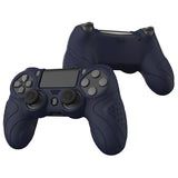 PlayVital Guardian Edition Midnight Blue Ergonomic Soft Anti-Slip Controller Silicone Case Cover for PS4, Rubber Protector Skins with Black Joystick Caps for PS4 Slim PS4 Pro Controller - P4CC0061