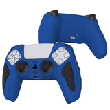 PlayVital Knight Edition Passion Blue & Black Two Tone Anti-Slip Silicone Cover Skin for Playstation 5 Controller, Soft Rubber Case for PS5 Controller with Thumb Grip Caps - QSPF007