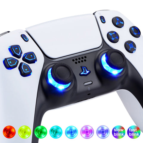eXtremeRate Multi-Colors Luminated Dpad Thumbstick Share Home Face Buttons for PS5 Controller BDM-010/020, Black Classical Symbols Buttons DTF V3 LED Kit for PS5 Controller - Controller NOT Included - PFLED02G2