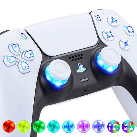 eXtremeRate Multi-Colors Luminated Dpad Thumbstick Share Home Face Buttons for PS5 Controller BDM-010/020, White Classical Symbols Buttons DTF V3 LED Kit for PS5 Controller - Controller NOT Included - PFLED06G2