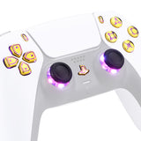 eXtremeRate Multi-Colors Luminated Dpad Thumbstick Share Home Face Buttons for PS5 Controller BDM-010/020, Chrome Gold Classical Symbols Buttons DTF V3 LED Kit for PS5 Controller - Controller NOT Included - PFLED07G2