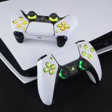 eXtremeRate Multi-Colors Luminated Dpad Thumbstick Share Home Face Buttons for PS5 Controller BDM-010/020, Chrome Gold Classical Symbols Buttons DTF V3 LED Kit for PS5 Controller - Controller NOT Included - PFLED07G2