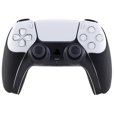 PlayVital Armored Edition Anti-Skid Sweat-Absorbent Controller Grip for PS5, Professional Textured Soft Rubber Pads Handle Grips for PS5 Controller with Shoulder Button Trigger Stickers - Black - PFPJ049