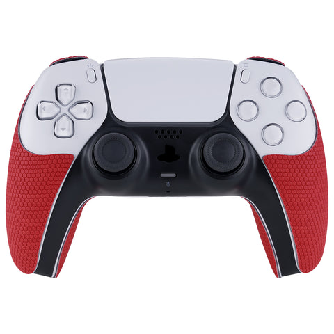 PlayVital Armored Edition Anti-Skid Sweat-Absorbent Controller Grip for PS5, Professional Textured Soft Rubber Pads Handle Grips for PS5 Controller with Shoulder Button Trigger Stickers - red -  PFPJ061