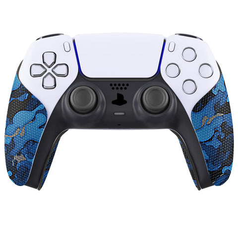 PlayVital Anti-Skid Sweat-Absorbent Controller Grip for PS5 Controller, Professional Textured Soft Rubber Pads Handle Grips for PS5 Controller - Black Blue Camouflage - PFPJ063