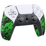 PlayVital Anti-Skid Sweat-Absorbent Controller Grip for PS5 Controller, Professional Textured Soft Rubber Pads Handle Grips for PS5 Controller - Black Green Camouflage - PFPJ064