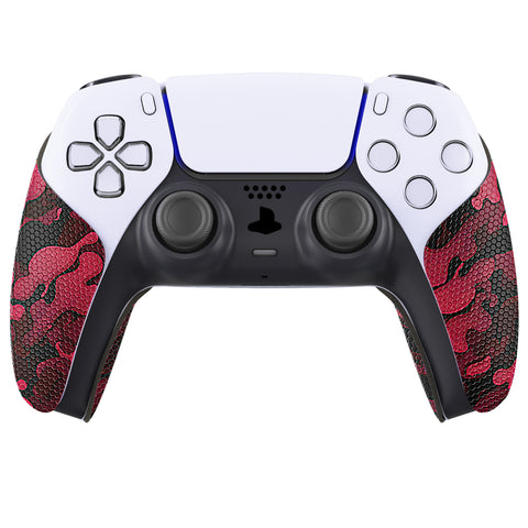 PlayVital Anti-Skid Sweat-Absorbent Controller Grip for PS5 Controller, Professional Textured Soft Rubber Pads Handle Grips for PS5 Controller - Black Red Camouflage - PFPJ065