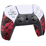 PlayVital Anti-Skid Sweat-Absorbent Controller Grip for PS5 Controller, Professional Textured Soft Rubber Pads Handle Grips for PS5 Controller - Black Red Camouflage - PFPJ065