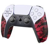 PlayVital Anti-Skid Sweat-Absorbent Controller Grip for PS5 Controller, Professional Textured Soft Rubber Pads Handle Grips for PS5 Controller - Black Red Camouflage - PFPJ065