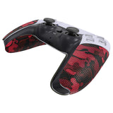 PlayVital Anti-Skid Sweat-Absorbent Controller Grip for PS5 Controller, Professional Textured Soft Rubber Pads Handle Grips for PS5 Controller - Black Red Camouflage - PFPJ065