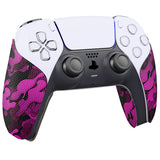 PlayVital Anti-Skid Sweat-Absorbent Controller Grip for PS5 Controller, Professional Textured Soft Rubber Pads Handle Grips for PS5 Controller - Rose Red Black Camouflage - PFPJ066