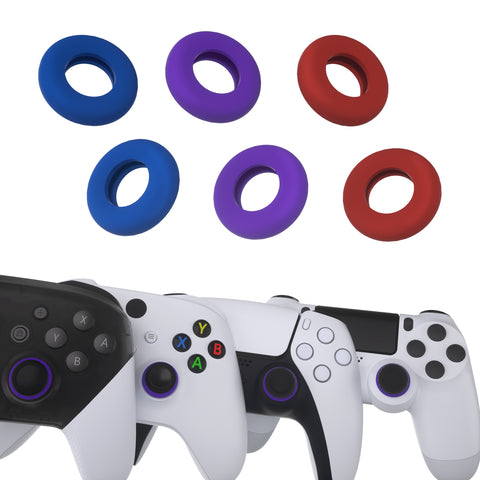 PlayVital 3 Pairs Silicone Aim Assist Target Motion Control Precision Rings for PS5, for PS4, for Xbox Series X/S, Xbox One, Xbox 360, for Switch Pro, for Steam Deck - 3 Colors 3 Different Strengths - PFPJ096