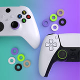 PlayVital 5 Pairs Aim Assist Target Motion Control Precision Rings for ps5, for ps4, for Xbox Series X/S, Xbox One, Xbox 360, for Switch Pro Controller - Green Purple Gray Black White - PFPJ117