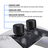 PlayVital Black Ergonomic Stick Caps Thumb Grips for PS5, PS4, Xbox Series X/S, Xbox One, Xbox One X/S, Switch Pro Controller - with 3 Height Convex and Concave - Diamond Grain & Crack Bomb Design - PJM2013