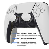 PlayVital White Ergonomic Stick Caps Thumb Grips for PS5, PS4, Xbox Series X/S, Xbox One, Xbox One X/S, Switch Pro Controller - with 3 Height Convex and Concave - Diamond Grain & Crack Bomb Design - PJM2014