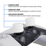 PlayVital White Ergonomic Stick Caps Thumb Grips for PS5, PS4, Xbox Series X/S, Xbox One, Xbox One X/S, Switch Pro Controller - with 3 Height Convex and Concave - Diamond Grain & Crack Bomb Design - PJM2014