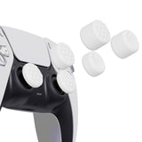 PlayVital White Ergonomic Stick Caps Thumb Grips for PS5, PS4, Xbox Series X/S, Xbox One, Xbox One X/S, Switch Pro Controller - with 3 Height Convex and Concave - Diamond Grain & Crack Bomb Design - PJM2014