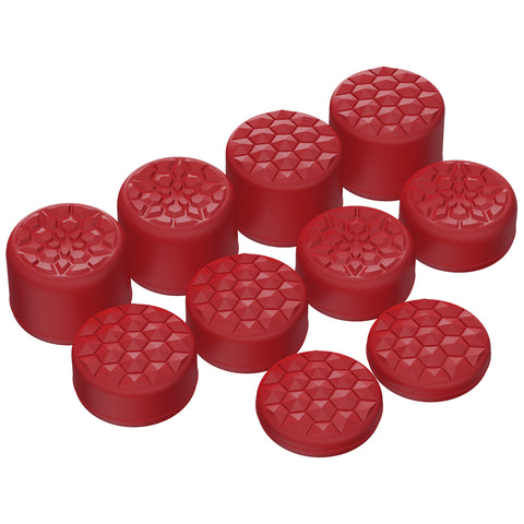 PlayVital Passion Red Ergonomic Stick Caps Thumb Grips for PS5, PS4, Xbox Series X/S, Xbox One, Xbox One X/S, Switch Pro Controller - with 3 Height Convex and Concave - Diamond Grain & Crack Bomb Design - PJM2015