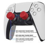 PlayVital Passion Red Ergonomic Stick Caps Thumb Grips for PS5, PS4, Xbox Series X/S, Xbox One, Xbox One X/S, Switch Pro Controller - with 3 Height Convex and Concave - Diamond Grain & Crack Bomb Design - PJM2015