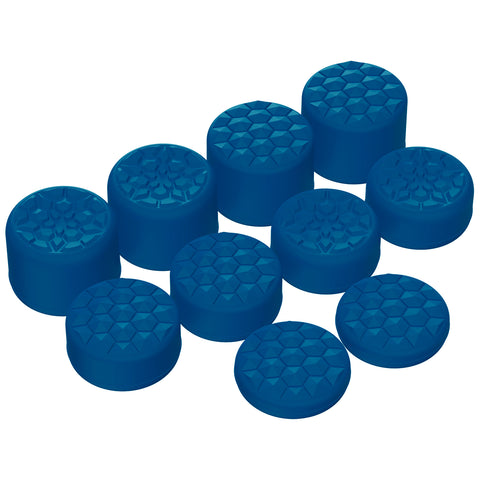 PlayVital Blue Ergonomic Stick Caps Thumb Grips for PS5, PS4, Xbox Series X/S, Xbox One, Xbox One X/S, Switch Pro Controller - with 3 Height Convex and Concave - Diamond Grain & Crack Bomb Design - PJM2016