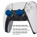 PlayVital Blue Ergonomic Stick Caps Thumb Grips for PS5, PS4, Xbox Series X/S, Xbox One, Xbox One X/S, Switch Pro Controller - with 3 Height Convex and Concave - Diamond Grain & Crack Bomb Design - PJM2016