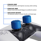 PlayVital Blue Ergonomic Stick Caps Thumb Grips for PS5, PS4, Xbox Series X/S, Xbox One, Xbox One X/S, Switch Pro Controller - with 3 Height Convex and Concave - Diamond Grain & Crack Bomb Design - PJM2016