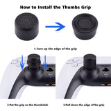 PlayVital Black Ergonomic Analog Joystick Caps for Xbox Series X/S, Xbox One, Xbox One X/S, PS5, PS4, Switch Pro Controller - with 3 Height Convex and Concave - Pentagram & Rotary Wheels Design - PJM2017