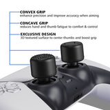 PlayVital Black Ergonomic Thumb Stick Grips for Nintendo Switch Pro, PS5, PS4, Xbox Series X/S, Xbox One, Xbox One X/S Controller - with 3 Height Convex and Concave - Raised Dots & Studded Design - PJM2021