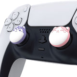 PlayVital Husky & Kitty Cute Thumb Grip Caps for PS5/4 Controller, Silicone Analog Stick Caps Cover for Xbox Series X/S, Thumbstick Caps for Switch Pro Controller - Pale Red & Light Violet - PJM2039