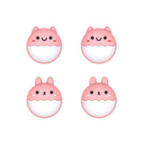 PlayVital Rabbit & Squirrel Cute Thumb Grip Caps for PS5/4 Controller, Silicone Analog Stick Caps Cover for Xbox Series X/S, Thumbstick Caps for Switch Pro Controller - Pale Red - PJM3002