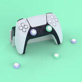 PlayVital Star Design Cute Thumb Grip Caps for PS5/4 Controller, Silicone Analog Stick Caps Cover for Xbox Series X/S, Thumbstick Caps for Switch Pro Controller - Mint Green & Light Violet - PJM3005