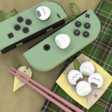 PlayVital Onigiri Cute Thumb Grip Caps for PS5/4 Controller, Silicone Analog Stick Caps Cover for Xbox Series X/S, Thumbstick Caps for Switch Pro Controller - Gray & Seafoam Green - PJM3007