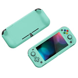 PlayVital ZealProtect Protective Case for Nintendo Switch Lite, Hard Shell Ergonomic Grip Cover for Nintendo Switch Lite w/Screen Protector & Thumb Grip Caps & Button Caps - Misty Green - PSLYP3005