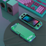 PlayVital ZealProtect Protective Case for Nintendo Switch Lite, Hard Shell Ergonomic Grip Cover for Switch Lite w/Screen Protector & Thumb Grip Caps & Button Caps -  Glossy Chameleon Green Purple - PSLYP3008