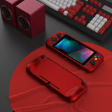 PlayVital ZealProtect Protective Case for Nintendo Switch Lite, Hard Shell Ergonomic Grip Cover for Nintendo Switch Lite w/Screen Protector & Thumb Grip Caps & Button Caps - Scarlet Red - PSLYP3010