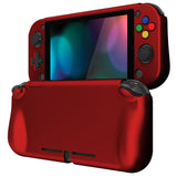 PlayVital ZealProtect Protective Case for Nintendo Switch Lite, Hard Shell Ergonomic Grip Cover for Nintendo Switch Lite w/Screen Protector & Thumb Grip Caps & Button Caps - Scarlet Red - PSLYP3010