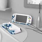 PlayVital ZealProtect Protective Case for Nintendo Switch Lite, Hard Shell Ergonomic Grip Cover for Switch Lite with Screen Protector & Thumb Grip Caps & Button Caps - The Great Wave off Kanagawa - PSLYT001