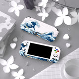 PlayVital ZealProtect Protective Case for Nintendo Switch Lite, Hard Shell Ergonomic Grip Cover for Switch Lite with Screen Protector & Thumb Grip Caps & Button Caps - The Great Wave off Kanagawa - PSLYT001