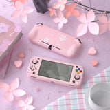 PlayVital ZealProtect Protective Case for Nintendo Switch Lite, Hard Shell Ergonomic Grip Cover for Switch Lite with Screen Protector & Thumb Grip Caps & Button Caps - Cherry Blossoms Petals - PSLYY7004