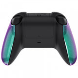 eXtremeRate Chameleon Green Purple Back Panels, Comfortable Non-Slip Side Rails Handles, Game Improvement Replacement Parts for Xbox Series X / S Controller - Controller NOT Included - PX3P302