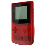 eXtremeRate IPS Ready Upgraded Transparent Clear Red Replacement Shell Full Housing Cover & Buttons for Gameboy Color – Fit for GBC OSD IPS & Regular IPS & Standard LCD – Console & IPS Screen NOT Included - QCBM5002
