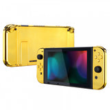 eXtremeRate Chrome Gold Handheld Console Back Plate, Joycon Handheld Controller Housing Shell With Full Set Buttons DIY Replacement Part for Nintendo Switch - QD401