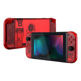 eXtremeRate Transparent Clear Red Back Plate for NS Switch Console, NS Joycon Handheld Controller Housing with Full Set Buttons, DIY Replacement Shell for NS Switch - QM502