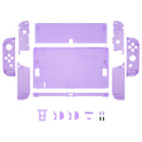 eXtremeRate Clear Atomic Purple Custom Full Set Shell for Nintendo Switch OLED, DIY Replacement Console Back Plate & Kickstand, NS Joycon Handheld Controller Housing with Colorful Buttons for Nintendo Switch OLED - QNSOM5002