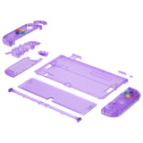 eXtremeRate Clear Atomic Purple Custom Full Set Shell for Nintendo Switch OLED, DIY Replacement Console Back Plate & Kickstand, NS Joycon Handheld Controller Housing with Colorful Buttons for Nintendo Switch OLED - QNSOM5002