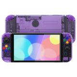 eXtremeRate Clear Atomic Purple Custom Full Set Shell for Nintendo Switch OLED, DIY Replacement Console Back Plate & Kickstand, NS Joycon Handheld Controller Housing with Colorful Buttons for Nintendo Switch OLED - QNSOM5002