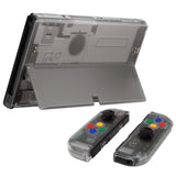 eXtremeRate Clear Black Custom Full Set Shell for Nintendo Switch OLED, DIY Replacement Console Back Plate & Kickstand, NS Joycon Handheld Controller Housing with Colorful Buttons for Nintendo Switch OLED - QNSOM5005