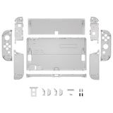 eXtremeRate Clear Black Custom Full Set Shell for Nintendo Switch OLED, DIY Replacement Console Back Plate & Kickstand, NS Joycon Handheld Controller Housing with Colorful Buttons for Nintendo Switch OLED - QNSOM5005
