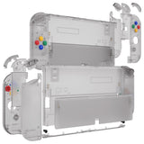 eXtremeRate Clear Black Custom Full Set Shell for Nintendo Switch OLED, DIY Replacement Console Back Plate & Kickstand, NS Joycon Handheld Controller Housing with Colorful Buttons for Nintendo Switch OLED - QNSOM5005